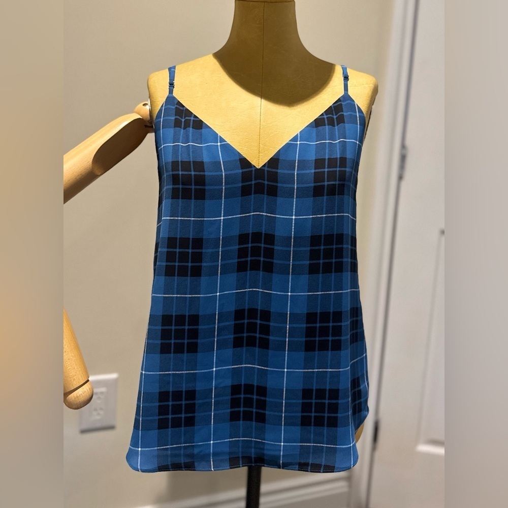 ARITZIA BABATON Everly Blue and Black Plaid Camisole (S)